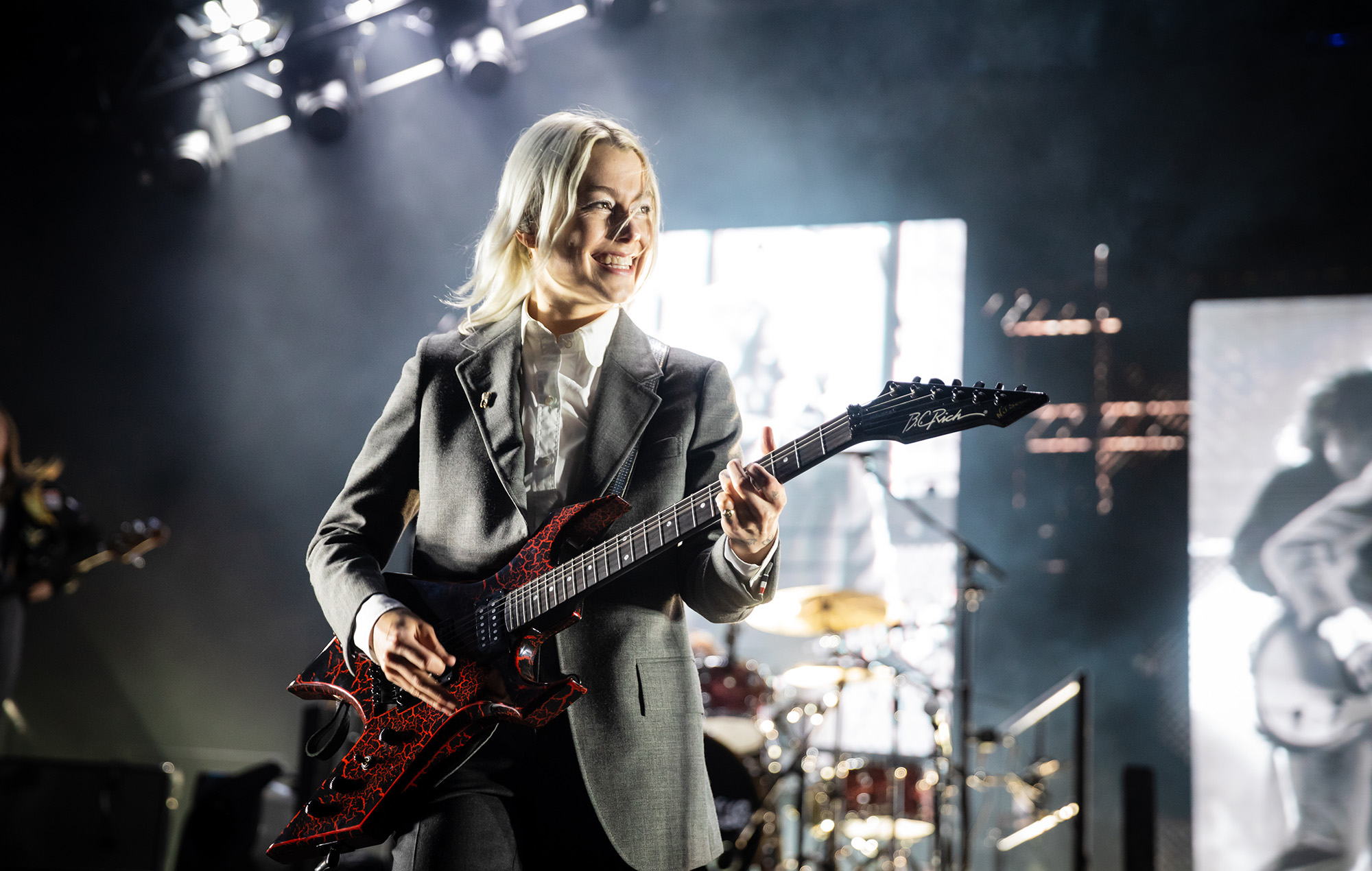 Phoebe Bridgers of Boygenius performs at The Piece Hall on August 22, 2023 in Halifax, England, photo by Andrew Benge/Redferns via Getty Images